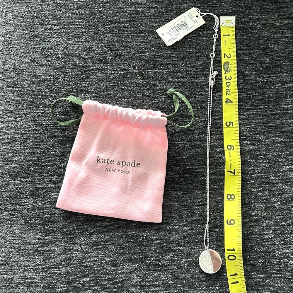 New Kate Spade with tags Silver-Toned Pave Stone Pendant  17” necklace in clear